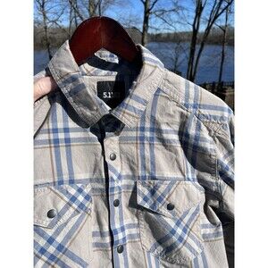 5.11 Western Shirt Snap Close Logo Long Sleeve Plaid Pockets Mens Size Medium